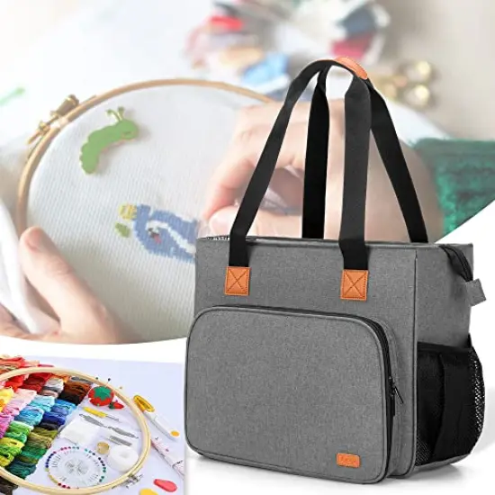 Embroidery Project Carrying Bag, Embroidery Kits Storage Bag (Bag Only), Gray {3}