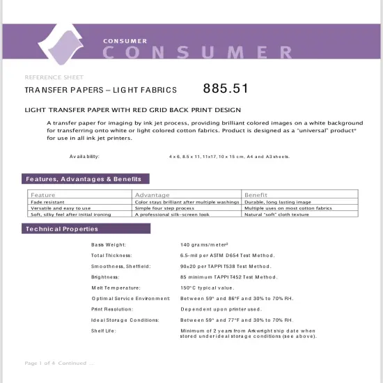 Heat transfer paper light Red Grid Transfer Paper 8.5" x 11" 50 sheets {3}