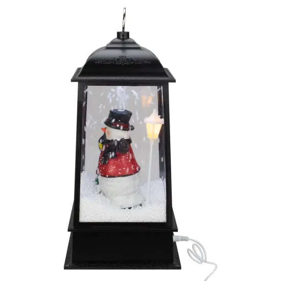 Northlight Lighted Snowman Christmas Lantern with Falling Snow - 13" - Black {6}