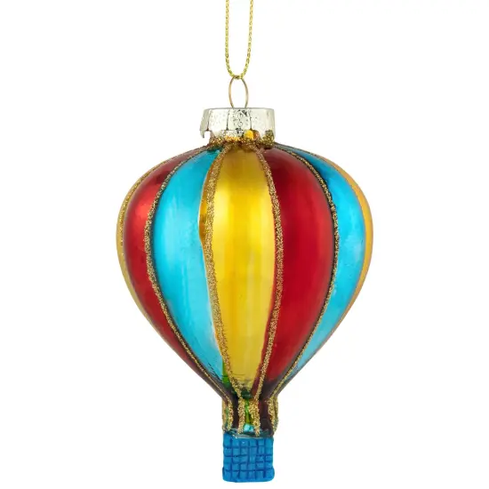 Northlight 3.75" Shiny Multicolor Hot Air Balloon Glass Christmas Hanging Ornament {1}