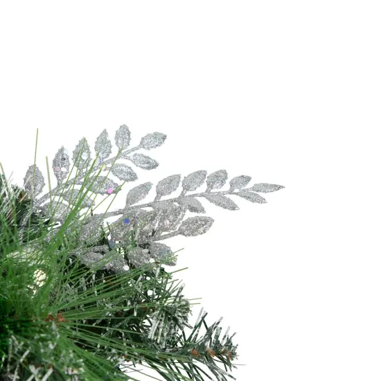 Northlight 30" Green Pine and Needle Triple Candle Holder with Pinecones and Christmas Ornaments White {6}