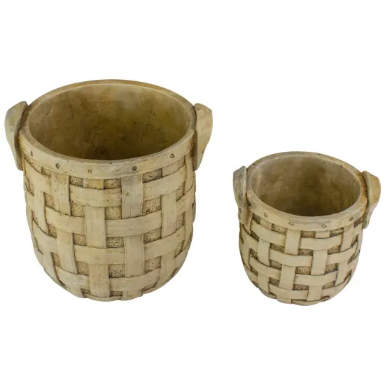 Napa Home & Garden Set of 2 Beige Tobacco Basket Planter Set 9.5" {4}