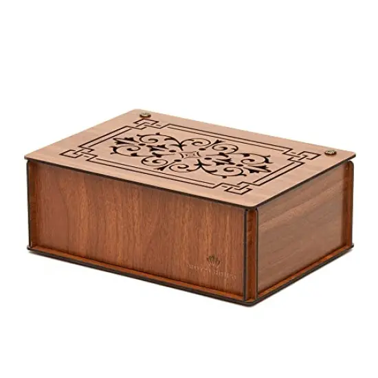 RoyalHouse Premium Wood (Hard MDF) Tea Storage Box Organizer (Brown), Eco-Friendly Multi-Functional Decorative Box, 9 Compartments For Assorted Variety Of Tea Bags and Small Items {4}