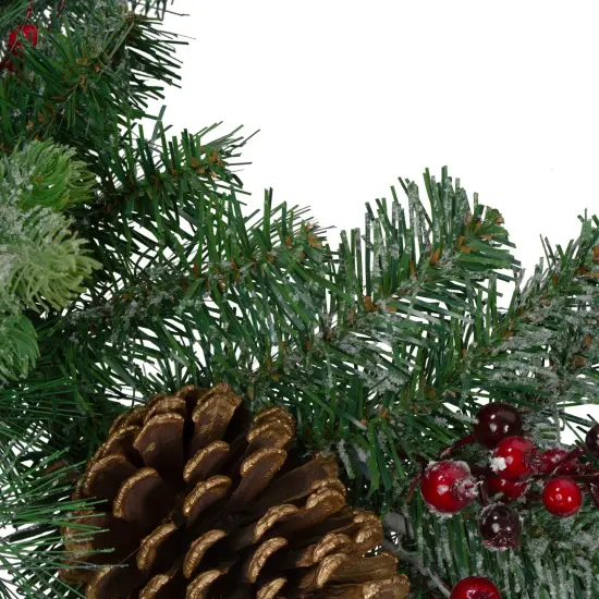 Northlight 6' x 12" Dual Plaid Berries and Pinecones Artificial Christmas Garland - Unlit Green {4}