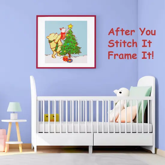 Pooh Bear Piglet Decorate the Christmas Tree Counted Cross Stitch Pattern {3}
