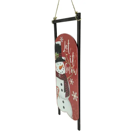 Northlight 21.75" LED Lighted 'Let it Snow' Snowman Sled Christmas Wall Sign Red {5}