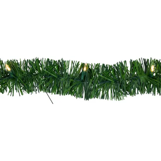 Northlight 18' x 3" Pre-Lit Pine Artificial Christmas Garland, Warm White LED Lights Green {5}