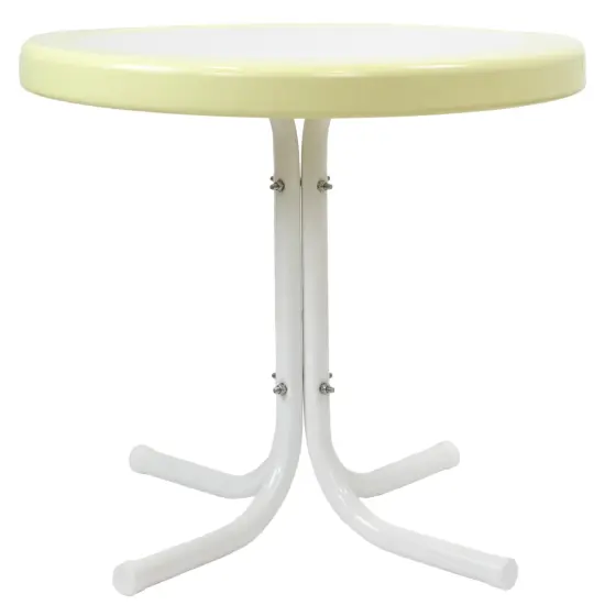 Northlight 22" Outdoor Retro Tulip Steel Side Table, Yellow and White {5}