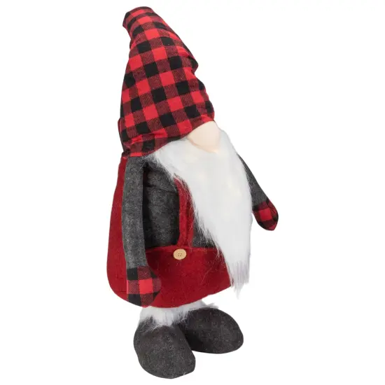Northlight LED Lighted Extendable Plaid Gnome Christmas Figure - 41" Red {5}
