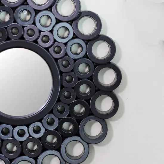 Northlight Set of 3 Round Black Cascading Angular Orbs Mirrors 9.5" {4}