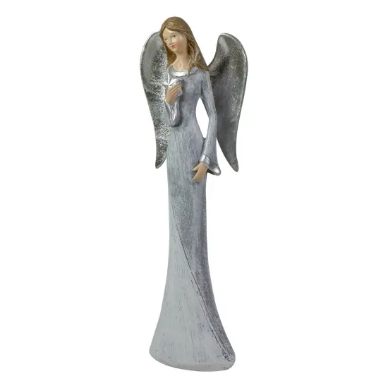 Northlight Angel Figure Holding a Star - 6.5" - Silver Gray {5}