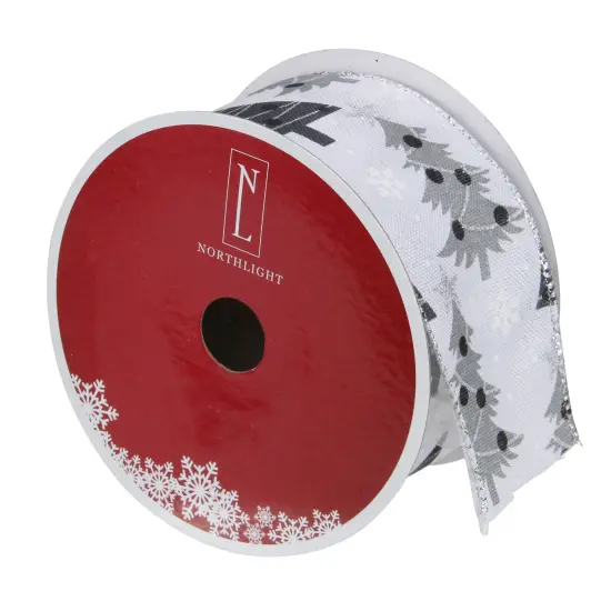Northlight Shimmering Silver and Black Trees Christmas Wired Craft Ribbon 2.5" x 16 Yards {4}