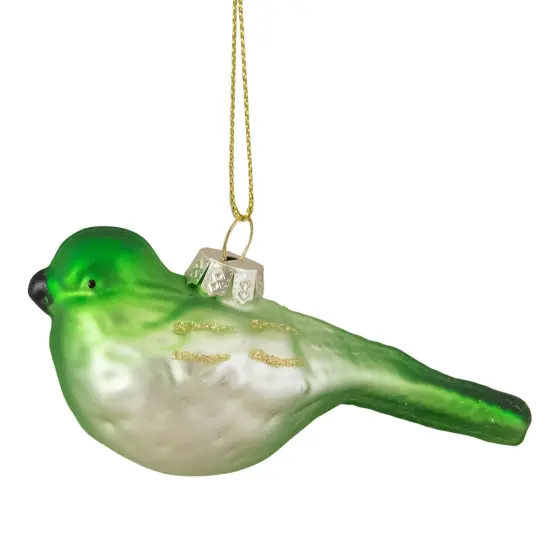 Northlight 4" Green and White Glass Bird Christmas Ornament {5}