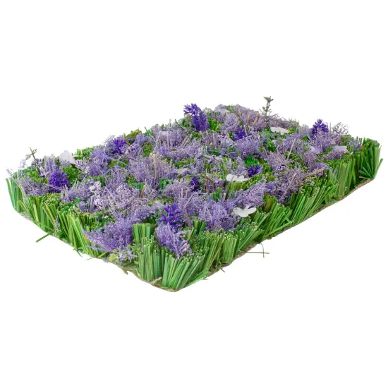Northlight Mixed Floral and Grass Artificial Spring Mat - 13" - Purple and Green {4}