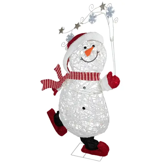 Northlight 56" Lighted Ice Skating Snowman Outdoor Decoration White {4}