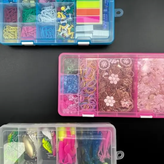 DUOFIRE Plastic Organizer Container Storage Box Adjustable Divider Removable Grid Compartment for Jewelry Beads Earring Tool Fishing Hook Small Accessories(18 grids, White X 2) {2}