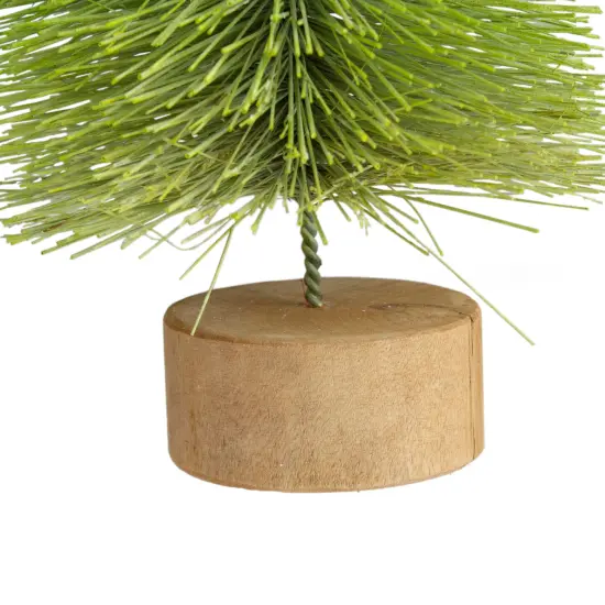 Northlight Bottle Brush Pine Artificial Christmas Tree with Wooden Base - 11" Green {4}