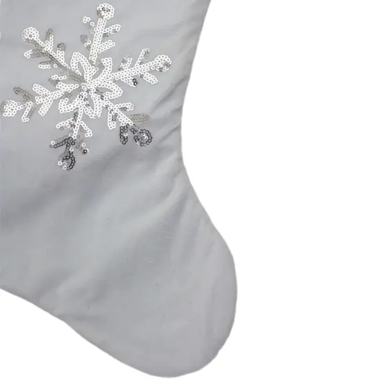 Northlight 20" White Christmas Stocking with Silver Sequin Snowflake {4}