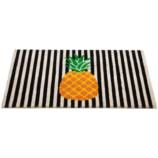 Northlight Ivory and Orange Pineapple Striped Natural Coir Outdoor Summer Doormat 18" x 30" {5}