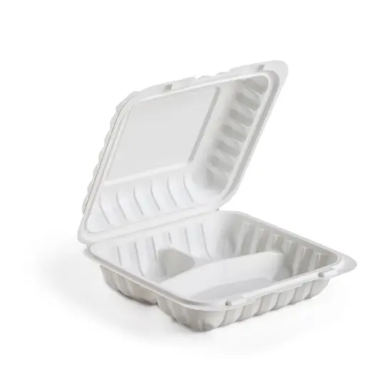 Northlight 150-Count 3-Compartment Hinged White Meal Prep/Take Out Containers - 9" {5}