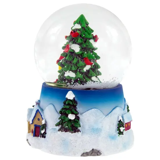 Northlight 4.75" Snowman with Cardinals Musical Christmas Tree Snow Globe White {5}