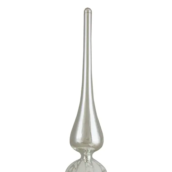 Northlight Glittered Glass Finial Christmas Tree Topper - 14.5" - Silver and White {4}