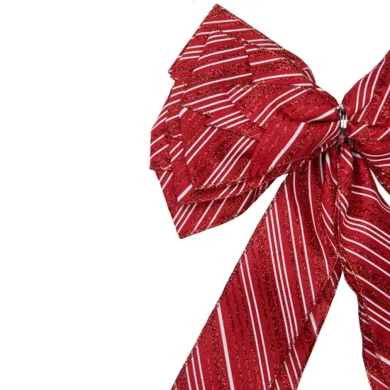 Northlight 48" x 10" Red and White Striped 16 Loop Christmas Bow Decoration {4}