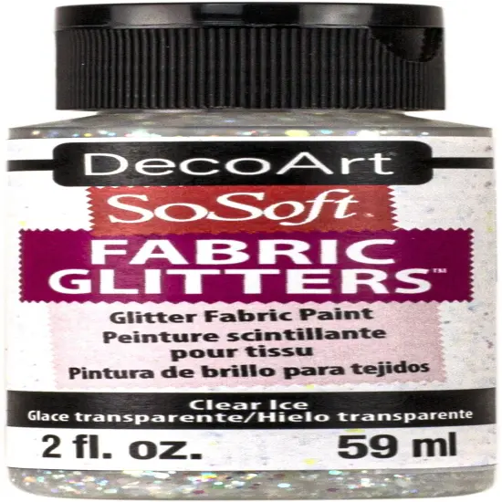 Multipack of 3 - SoSoft Fabric Glitters Acrylic Paint 2oz-Clear Ice - White {1}
