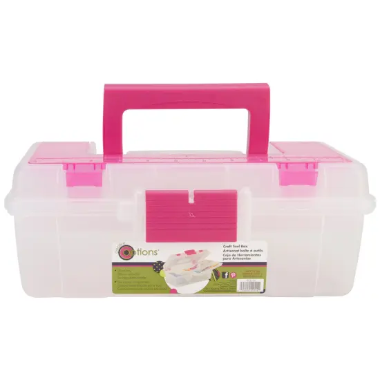 Creative Options Tool Box Organizer-13"X7.5"X5" Clear W/Magenta {1}