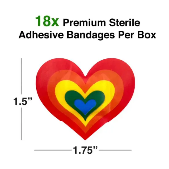 Rainbow Heart Adhesive Bandages | 18 Count {3}