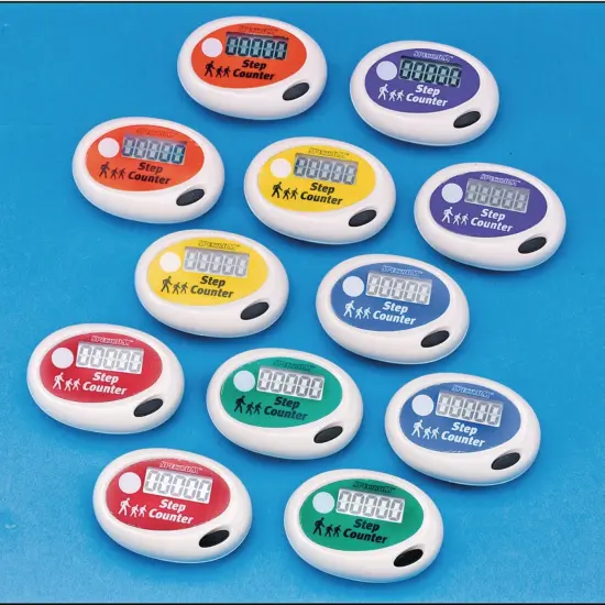 S&S Worldwide Step Pedometer Set. Simple One Button Mechanical Pedometer for Counting Steps. Packed in Reusable Clamshell Case with Instructions on How to Estimate Distance and Calories. Pack of 12. {2}