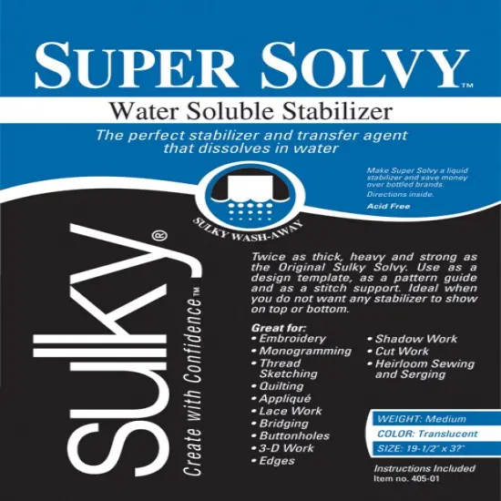 Sulky Super Solvy Water-Soluble Stabilizer-19.5"X36" {1}