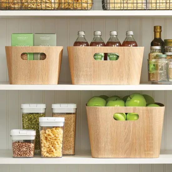 mDesign Wood Print Kitchen Food Storage Organizer Bin - 4 Pack {2}
