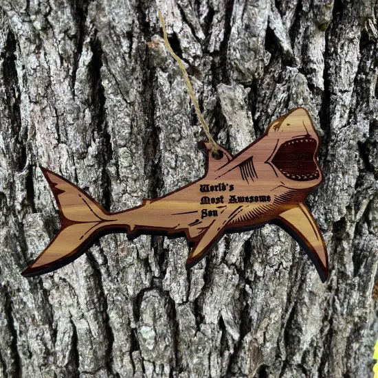 Shark Worlds Most Awesome Son - Cedar Ornament {1}
