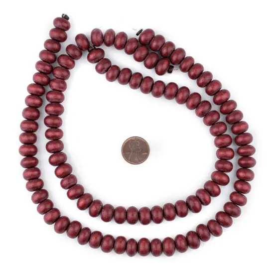 The Bead Chest Cherry Red Abacus Natural Wood Beads (8x12mm): Organic Eco-Friendly Wooden Bead Strand for DIY Jewelry, Crafts, Necklace and Bracelet Making {2}