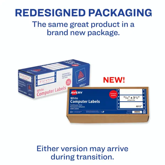 Avery White Computer Labels, 15/16" x 3-1/2", Dot Matrix Labels and Pin-Feed Labels, 5,000 Total (4013) {2}