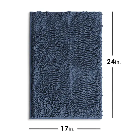 Hearth & Harbor Chenille Bath Mat Navy Blue {6}