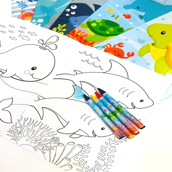TINYMILLS Sea Turtles Animals Coloring Book Set with 12 Coloring Books and 48 Crayons {5}