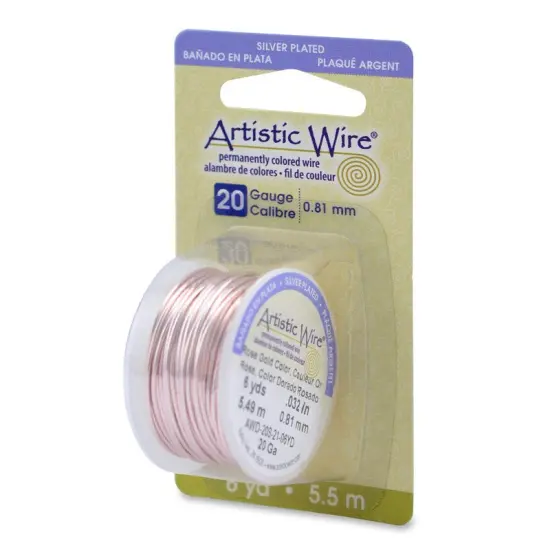 Artistic Jewelry Wire Round Spool 20 Gauge Silver Plated Rose Gold (6-Yards) {1}