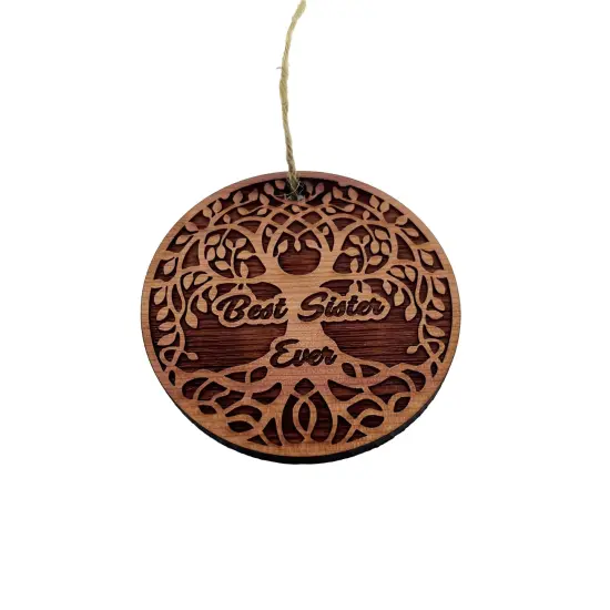 Best Sister Ever Celtic Tree of Life - Cedar Ornament {1}
