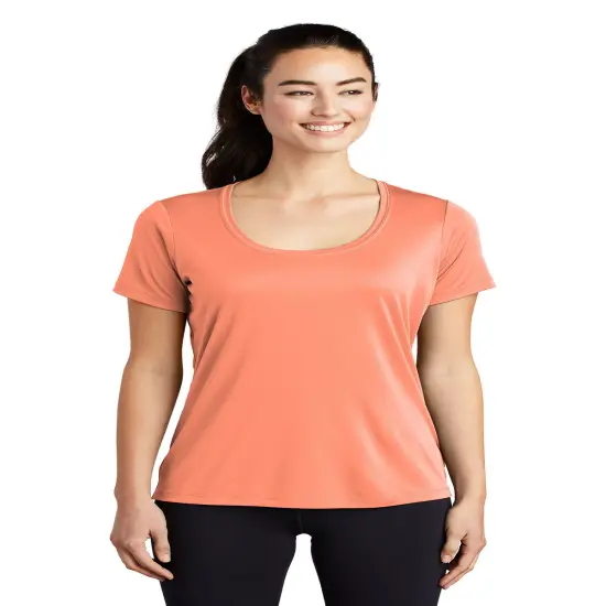 Ladies Scoop Neck Short Sleeve Tee Soft coral {1}
