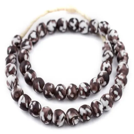 The Bead Chest Purple Fused Recycled Glass Beads 14mm Ghana African Round Large Hole 29 Inch Strand Handmade Fair Trade {3}