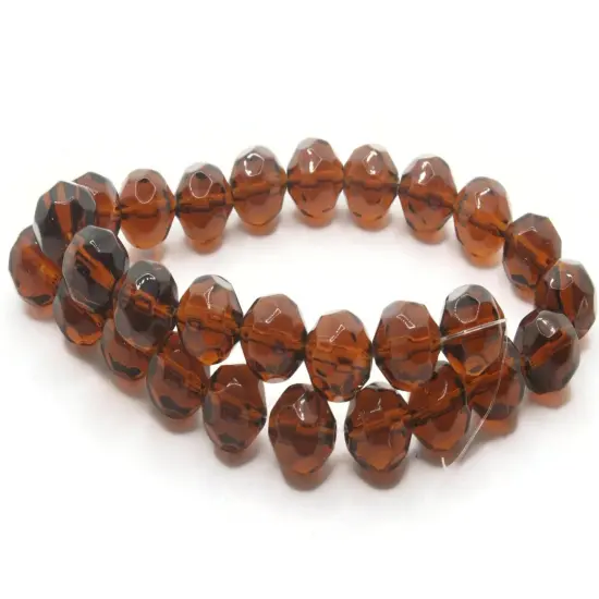28 12mm Brown Faceted Round Glass Beads {2}