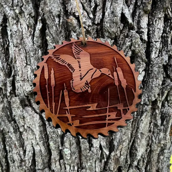 Sawblade with Duck - Cedar Ornament {1}