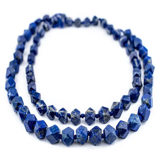 The Bead Chest Cornerless Cube Lapis Lazuli Beads 9-14mm Afghanistan Blue Faceted Gemstone Large Hole 18 Inch Strand {3}