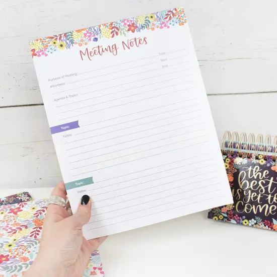 bloom daily planners Planning Pad, 8.5" x 11", Double Sided Meeting Notes, Floral Dots {3}