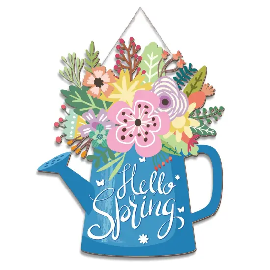 Front Door Hello Spring Home Sign Spring Door Wreaths Sign for Home Spring Hanging Home Sign (Hello Spring Style) {2}