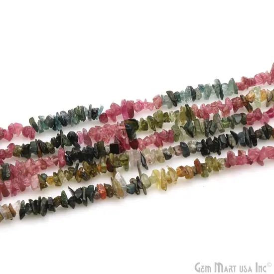 Multi Tourmaline Chip Beads, 34 Inch, Natural Chip Strands, Drilled Strung Nugget Beads, 3-7mm, Polished, GemMartUSA (CHMT-70001) {5}