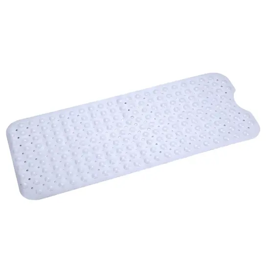 Bath Tub Mat Non-Slip Shower Mat BPA-Free Massage Anti-Bacterial with Suction Cups Washable White {1}