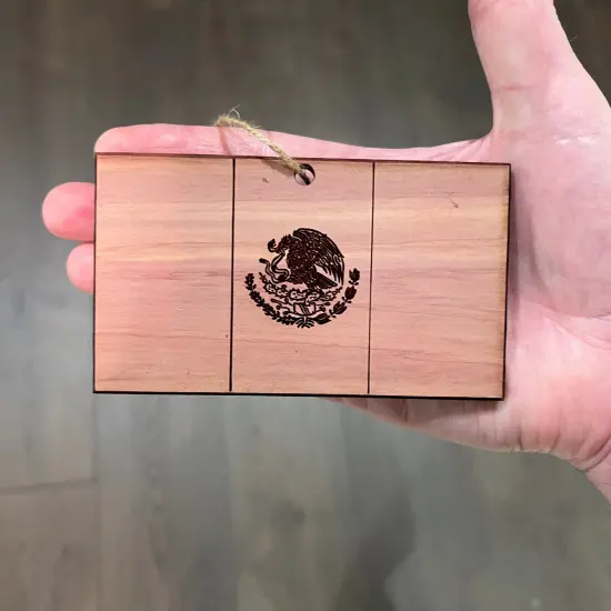 Mexican Flag - Cedar Ornament {3}